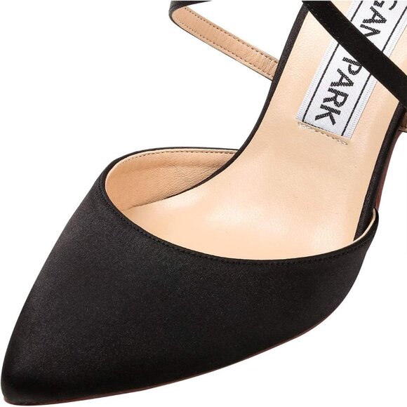 Women’s Closed Toe Strappy Satin High Heel Pumps - Pointed Wedding Evening Shoes - Picture 9 of 9